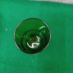 6 Anchor Hocking “Open Sleigh, A Bicycle for Two, Whirly Twirly” Green Glasses