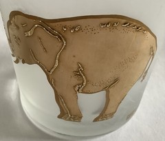VTG GUMP’S Frosted & 22-Karat Gold Elephant Motif Old Fashioned Glasses Set Of 4