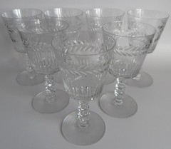 7 Tiffin Franciscan Athlone 6 1/4″ Water Wine Glass Goblet Laurel Wreath Set