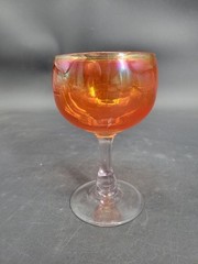Vintage Iridescent Tangerine Glass Wine Glass with Long Stem 6.5″ Tall
