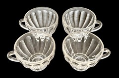Set Of 4 Vintage Anchor Hocking Colonial Panel Punch Bowl Cups Clear Glass
