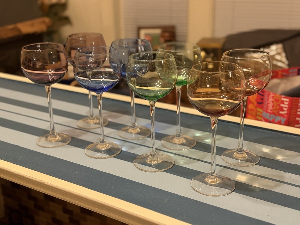 BIG PRICE DROP – COMPLETE SET 8 Lenox Gems Balloon Wine GlasseS