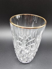 Set Of 4 Gorham “Lady Anne” Gold Rim Crystal Highball Tumbler Glasses 6”