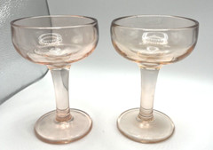 Set Of 2 Vintage Perfectly Pink “Blush” Champagne Coupe Depression Glasses