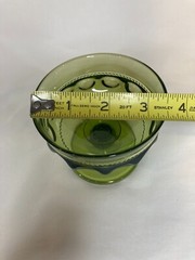 4x Colony Color Crown Green Sherbet Champagne Glasses Olive Green Thumbprint