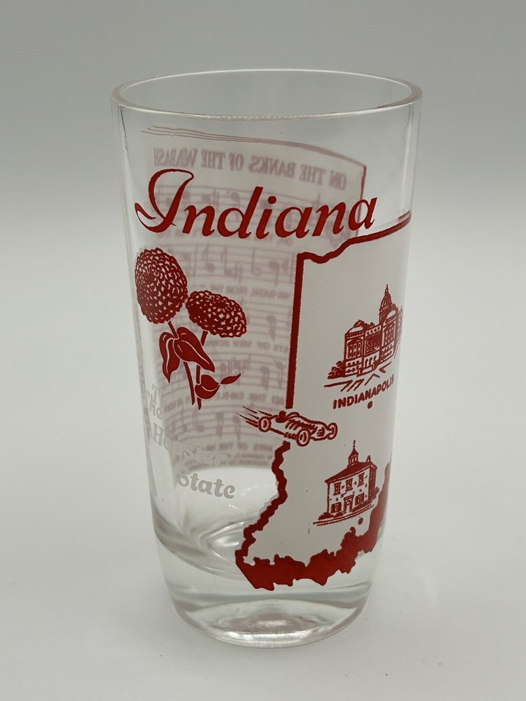 Vintage Pre-1955 INDIANA Hazel Atlas Souvenir State Song Highball Tumbler Glass