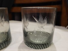 Smoke Rock Glasses Tumblers (2) Etched Ducks Cattails