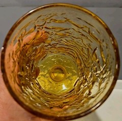 Vintage ANCHOR HOCKING LIDO MILANO Gold Amber Footed Beverage Glass 1960s 12oz