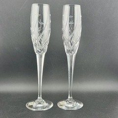 NWT Set Of 2 Mikasa Crystal English Garden Champagne Flutes 10-3/4”