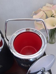 Japanese Heraldic Crest Bar Set w/Rare Red Liners; 3 Pc Set! Bucket/Cooler/tongs