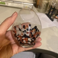 Confetti Stemmed Wine Glass, Set Of 2 Speckled Glass MCM Styled Drinking Glasses