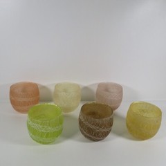 6 VINTAGE SPAGHETTI STRING ROLY POLY ASSORTED COLOR CRAFT RUBBERIZED GLASSES #L2