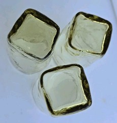 Set of 3 Morgantown Crinkle Glass TOPAZ 10oz Flat Tumblers EUC
