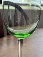 VTG Clear stem wine glass clear stem & unique translucent emerald green bottom