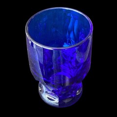 Georgian Mosser Cobalt Blue Tumbler 4″ Tall Vintage Barware Drinking Glass