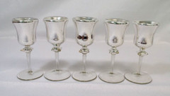 Antique Vintage Mercury Glass Silver Nitrate Cordial Set of 10 Mirror Stemware