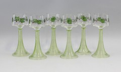 9235030-d Set 6 Wein-Gläser Art Nouveau 1900 Painted Probably Bohemia
