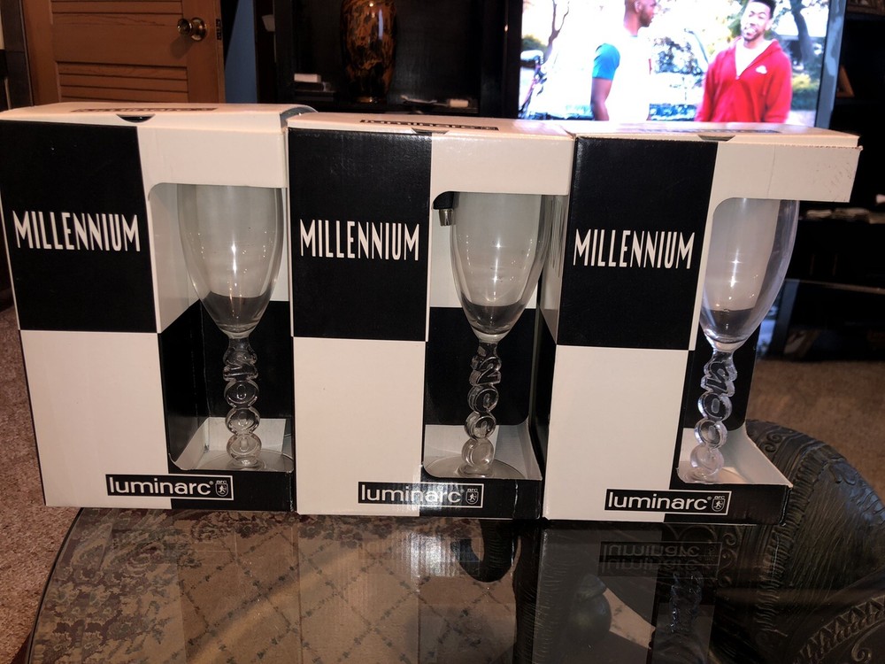 Luminarc Millenium 2000 Glasses Flutes Verres Copas Champagne Flutes Glasses NEW