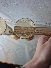 2 Bombay Co. Gold & Amber Champagne Flutes 10” Glasses Made in Poland EUC