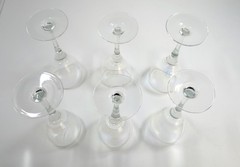 Set of 6 Vintage Iridescent Crystal Wine / Dessert Glasses – 6.75” Tall