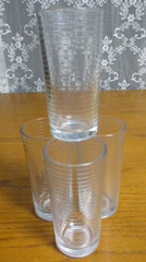 Clear Glass with Horizontal Ribbed inside Glass – Tumblers – 5-1/8″ tall – x4