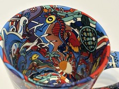 Ron Jon Surf Shop Psychedelic Ocean Cup Ceramic 4”