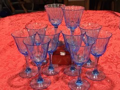 Stunning Vintage Avon Fostoria American Blue Goblets Set Of 10 Ex Cond 1980s