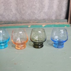 Vintage Napco 1 Oz Brandy Inhalers Glass Barware Assorted Color Original Box MCM