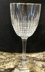 Waterford Crystal Lismore Diamond Gold Rimmed Wine Glass Thick Stem