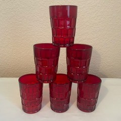 New Martinsville Hostmaster Repeal Ruby Glass Highball Tumblers Set of 6