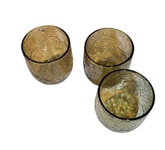 Set Of 6 Anchor Hocking Sherwood Spicy Brown Rocks Glasses Vintage Textured Desi
