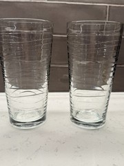 Libbey Orbita Cooler Glasses Set of 2 16 18oz 6.5 Tall Wave Swirl Pattern Clear