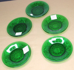 Lot of 5 Vintage Forest Green Anchor Hocking Sandwich Custard Cup Liners 1950s