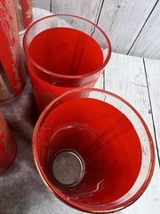 Lot 14 Vintage Mid Century Culver Red & Gold Siam Thai Goddess Drinking Glasses