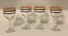 4 Vintage Libbey Mambo Fiesta Banded Stripes Water – Tea – Wine Goblet Glasses