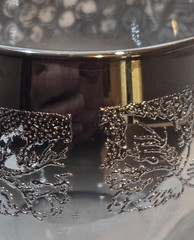 Vitreon Queens Lusterware, Roly Poly Cocktail Glass, Silver Band Fading Grapes