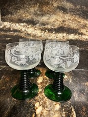 Luminarc Rib Beehive Stem Grape Vines Cordial 4 Wine Glasses 1950’s Vintage