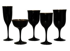 Noritake REMEMBRANCE EBONY Black Gold Trim Wine Water Iced Tea Glass NEW CHOOSE