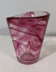 Kosta Boda Ulrica Hydman Vallien Pink Swirl and Clear Glass Tumbler
