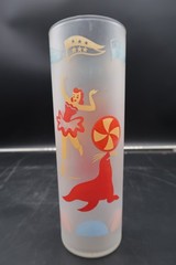 Vtg Libbey Frosted Collins Iced Tea Glass Circus Glass Seal Ball Tightrope Girl