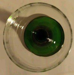 Luminarc France Crystal Goblet W/white Etch Grapevine Green Ribbed Beehive Stem