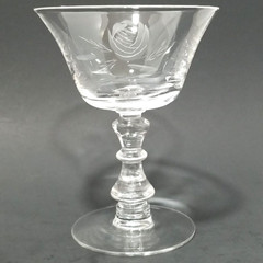 Vtg Fostoria Rose Etched Crystal Champagne Sherbet Glass Signed Stemware Barware