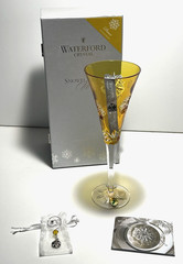 WATERFORD 2014 SNOWFLAKE WISHES 4th ED. PEACE CHAMPAGNE TOASTING FLUTE AMBER