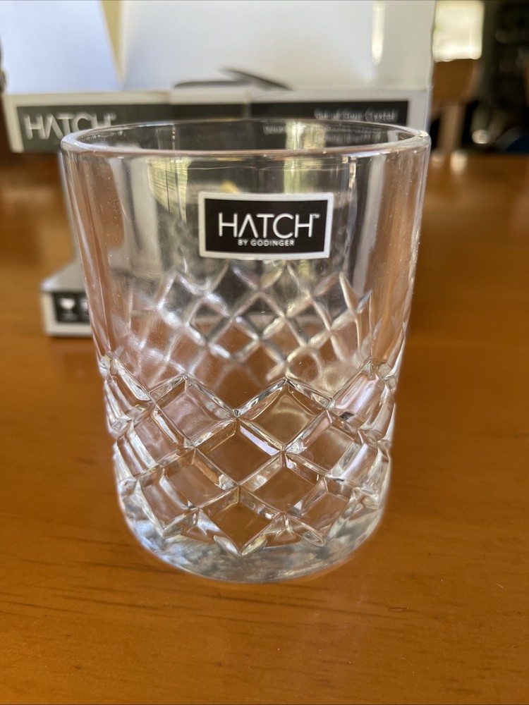 Set of 4 Heavy Cut Crystal Whiskey Double Old Fashion Glass – 4″ Hatch