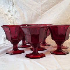 Amberina Independence Glass 8 Champagne/Tall Sherbet Octagonal Ruby
