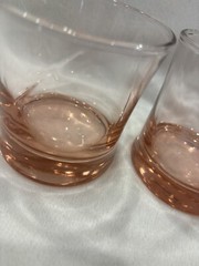 Two Vintage Pink Old Fashioned Coctail Glasses