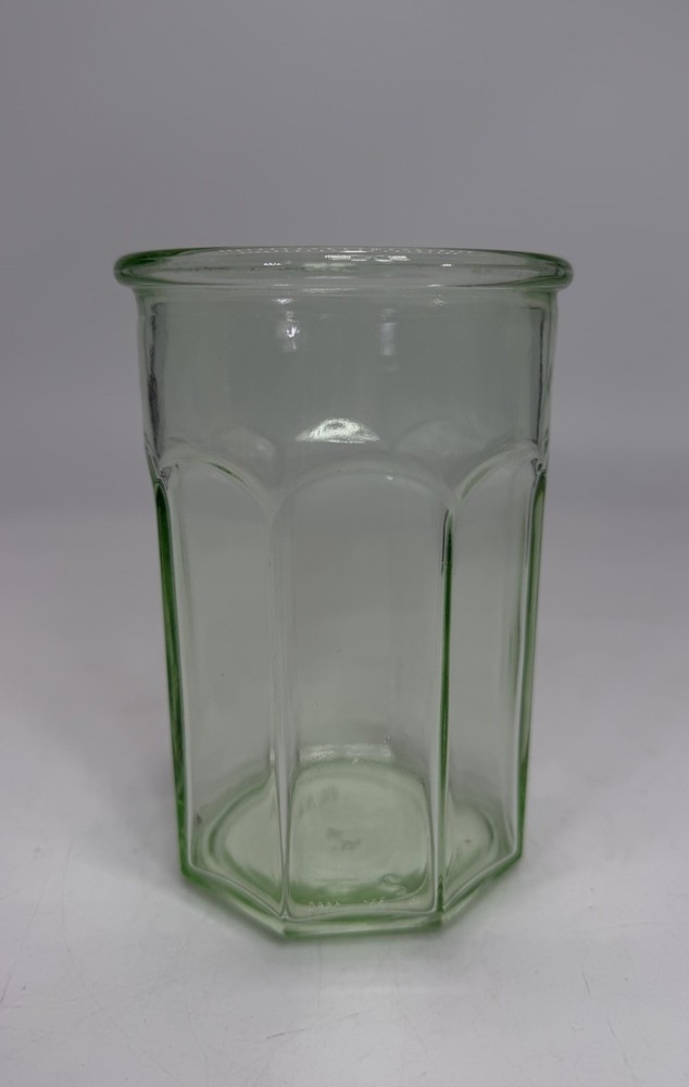Green Depression Pre Anchor Hocking Glass Octagonal Tumbler Working Glass