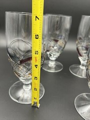 Set of 6 MILANO or SAGRATA Stained Glass Red Gold Blue 7″ Footed Iced Tea Glass