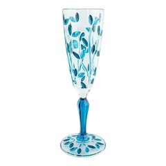 Set of 6 Six Murano Champagne Glass Multi Red Green Purple Blue Wine Venice