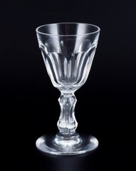 Holmegaard, Denmark. set of six faceted cut «Paul» schnapps glasses. 1930s/1940s